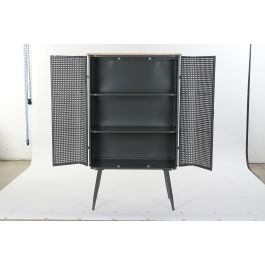 DKD Home Decor Estantería Loft Industrial con 2 Puertas y 2 Estantes de Metal y Madera, Gris Natural 79x39x133 cm