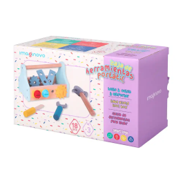 Imaginovo Maletín de Herramientas Infantil de Madera para +3 Años, 18 Piezas, 21.4x13.2x11cm
