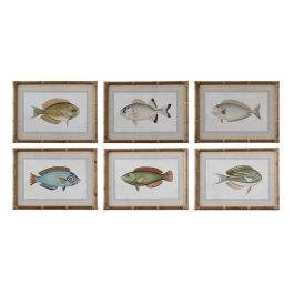 DKD Home Decor Cuadro Atlantico Cristal y Bambu Multicolor Natural Pez 2.2 x 45 x 60 cm (6 Unidades) Precio: 171.58999957. SKU: B1D54AJPDD