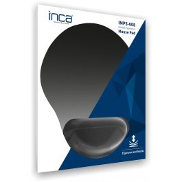INCA IMPS-008 Alfombrilla Ratón Silicona con Reposamuñecas Gel, Antideslizante, Negro, 245x220x3mm