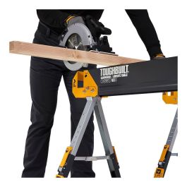 Toughbuilt Tb-c650-2 Caballete / Mesa de Trabajo Plegable de Acero - Par 2 uds - Capacidad 590kg c/u, Patas Ajustables
