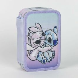 Cerdá Plumier con accesorios Stitch 12.5 x 6.5 x 19.5 cm LILA, Estuche escolar temático infantil