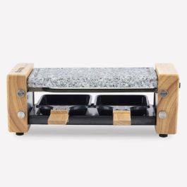 H.Koenig WOD2 Raclette y Stone Cook para 2 Personas, 350W con Placa de Granito, 2 Poelones Antiadherentes y Diseño de Madera