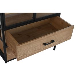 Botellero Home ESPRIT Negro Natural Madera Metal 60 x 33 x 169 cm