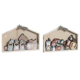 DKD Home Decor Nacimiento Navidad Tradicional Madera Rojo Rosa Set de 10 Piezas