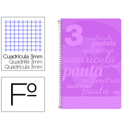 Liderpapel Cuaderno espiral folio pautaguia 80h 75gr cuadro pautado 3mm con margen color violeta Precio: 3.69000027. SKU: B1CWR9KLT2