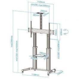 TOOQ Soporte de suelo de aluminio con ruedas para pantallas 60"-100", VESA 1000x600, FS20300M-B TOOQ Soporte de suelo de aluminio con ruedas para pantallas 60"-100", VESA 1000x600, FS20300M-B