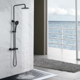 OCEANIC Columna de ducha - Mezclador termostático - Cabezal redondo alto diámetro 20 cm - Negro mate OCEANIC Columna de ducha - Mezclador termostático - Cabezal redondo alto diámetro 20 cm - Negro mate