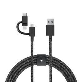 Native Union Cable Belt 3 en 1 Universal Micro-USB, Lightning y USB-C – 2 Metros Nylon Reforzado