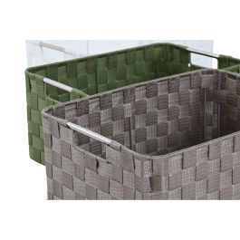 Juego de Cestas Home ESPRIT Verde Gris Crema Metal Polipropileno (3 Unidades)