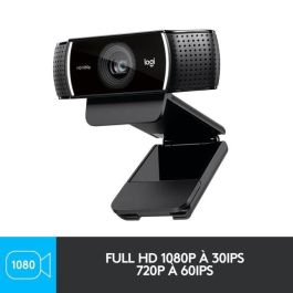 Logitech C922 Pro Stream Webcam HD 1080p 30fps / 720p 60fps con H.264, Trípode, Micrófonos Estéreo, Ajuste de Luz Automático para Streaming