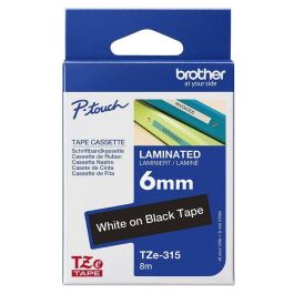 BROTHER Cinta laminada negro/ blanco 6mm BROTHER Cinta laminada negro/ blanco 6mm