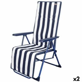 Tumbona Aktive Blanco Azul marino Reclinable A rayas 147 x 70 x 48 cm (2 Unidades) Precio: 77.95000048. SKU: B1E9PLBFEM