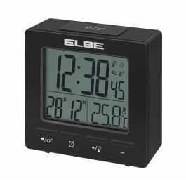 Reloj Despertador Con Termómetro Negro Pantalla 5Cm ELBE RD-005-N