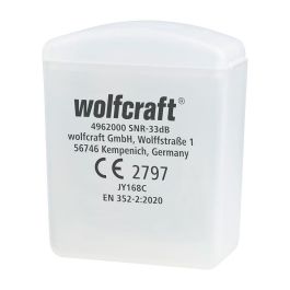 Wolfcraft 4962000 Tapones de Protección Auditiva con Cordón y Estuche (CE), Reutilizables, SNR 33 dB, para Maquinaria Pesada
