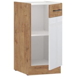 ROCK - Columna - Roble Lancelot y melamina blanco brillo - 40 cm - 1 puerta batiente Precio: 83.49999944. SKU: B1HYG4BR77