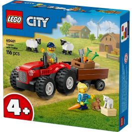 Lego City Juego de Construcción Tractor Rojo con Remolque y Oveja, para 4+ años
