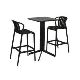 Mesa Bar Terraza Y Jardin DKD Home Decor Negro 60 x 102 x 60 cm Set de 3 Mesa Bar Terraza Y Jardin DKD Home Decor Negro 60 x 102 x 60 cm Set de 3