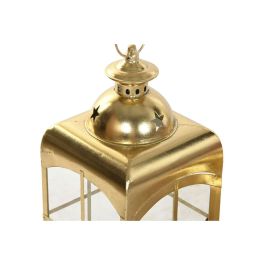 DKD Home Decor Farola Navidad Tradicional Rojo Dorado 21x63x21 cm Set de 2 Metal Cristal