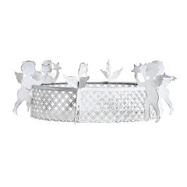 DKD Home Decor Bandeja Navidad Moderna de Metal Blanco 8x26x26 cm Pack de 4 Unidades
