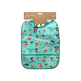 KioKids Babero Impermeable Verde con Bolsillo Recogemigas y Cierre de Lazo para Bebé +4 Meses Poliéster TPU