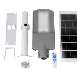 Farola LED Solar 100W 5000K Panel 6V 25W Batería 20Ah Sensor Crepuscular / Control Remoto