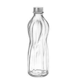 Bormioli Rocco Botella Vidrio Aqua 0,75 cL (6 Unidades) con Relieve, Fabricada en Italia, Ecológica y Apta Lavavajillas