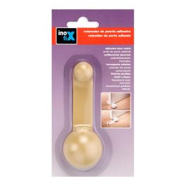 Inofix Tope retenedor giratorio adhesivo beige PVC para puertas de interior
