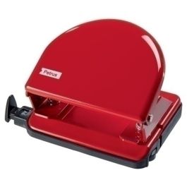 Petrus Taladradora de 2 agujeros para 20 hojas, color rojo, metálica con regleta y punzones afilados, 60x115x98 mm Precio: 18.49999976. SKU: BIX33746