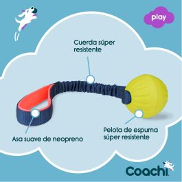 Coachi Tuggi Ball Pelota para Perros y Cachorros | Juguete de Entrenamiento Resistente, Goma Elástica, Asa Neopreno | Azul-Coral-Lima