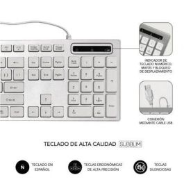 Teclado y Ratón Subblim SUBKBC-CEKE60 Blanco Plata Qwerty Español Teclado y Ratón Subblim SUBKBC-CEKE60 Blanco Plata Qwerty Español