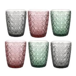 DKD Home Decor Copa Basicos Verde Rojo 8.7 x 17 x 8.7 cm Set de 6 Cristal