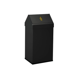 Sie Papelera Metálica Basculante Negro 32x65x25cm Capacidad 41L con Ganchos Interiores y Base PVC