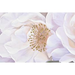 DKD Home Decor Cuadro de Lienzo Shabby Chic con Flores Blanco y Azul 80x80 cm Hecho a Mano (Pack de 2)