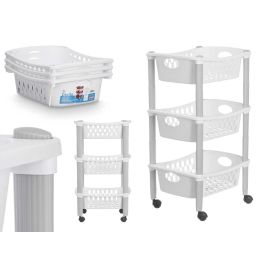 Carro Plastico 3 Pisos Blanco Stefanplast 29X17CM (6 Unidades) Precio: 68.5899995. SKU: B16VAMSSAA