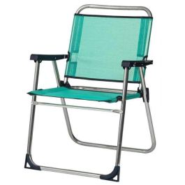 Silla playa aluminio fija con respaldo bajo color verde 57x78x57 cm Silla playa aluminio fija con respaldo bajo color verde 57x78x57 cm