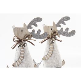 DKD Home Decor Figura Decoración Navidad Reno Alpina Blanco Rojo, Mdf y Poliéster, 4x20.5x8 cm (12 Unidades)