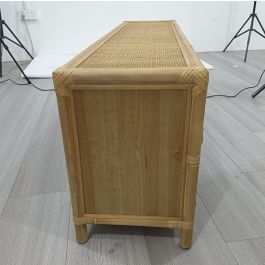 DKD Home Decor Mueble para TV Tropical de Abeto y Ratán Marrón Claro Acabado Natural con 5 Cajones y 1 Estantería 120x30x45 cm DKD Home Decor Mueble para TV Tropical de Abeto y Ratán Marrón Claro Acabado Natural con 5 Cajones y 1 Estantería 120x30x45 cm