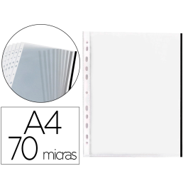 Funda multitaladro Q-connect Din A4 Cristal 70 micras con borde negro, Bolsa 10 unidades Precio: 1.88999943. SKU: B1GNC6EZDR