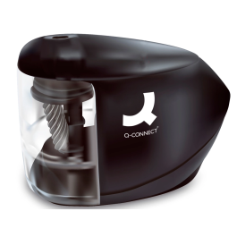 Q-connect Sacapuntas Eléctrico KF-18571 de Sobremesa con Adaptador o Pilas AA, Afila Muela Diámetros 6.5-8 mm