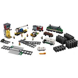 LEGO Tren de Carga con Control Remoto City 60198 - Set completo con 4 Vagones, 33 Vías, Carretilla Elevadora y 6 Figuras