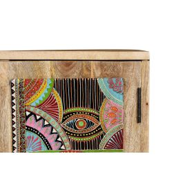 Giner y Colomer Mueble Auxiliar Mango Natural con Detalles Multicolor 60x60x30 cm