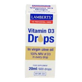 LAMBERTS Vitamina D3 Gotas 20ml, 1000 UI por dosis, apto vegetarianos, complemento para adultos y niños Precio: 17.5000001. SKU: B1C7P6J74T