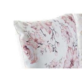 DKD Home Decor Cojín Blanco Multicolor 10 x 45 x 45 cm Poliester Flores Zipper