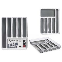 Kinvara Organizador Antideslizante de Plástico (PET Reciclado) con 6 Compartimentos, Transparente/Gris, 32 cm (12 Unidades) Precio: 110.49999994. SKU: B18KZJ5D3K