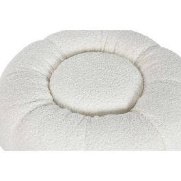 DKD Home Decor Reposapies Moderno Blanco Dorado 65x65x35 cm Poliéster y Metal