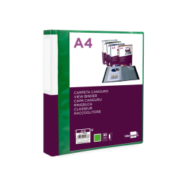 Liderpapel Carpeta 30 Fundas Canguro PP DIN A4 Verde Translúcido Portada y Lomo Personalizable