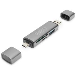Digitus Dual Card Reader Hub USB-C USB 3.0 para tarjetas SD y Micro SD, OTG, Aluminio, 5000 Mbit/s
