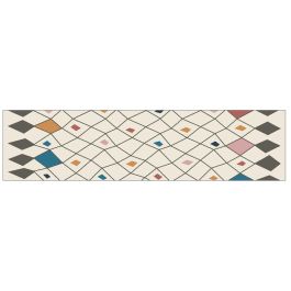 DKD Home Decor Alfombra Moderna de Poliéster Multicolor con Rombos 240x60 cm 600 gsm (2 Unidades)