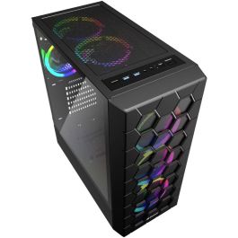 Sharkoon Midi Tower HEX RGB Negro para Gaming, Caja de PC ATX/Micro ATX/Mini-ITX con Ventana Lateral de Vidrio Templado y LED Multi